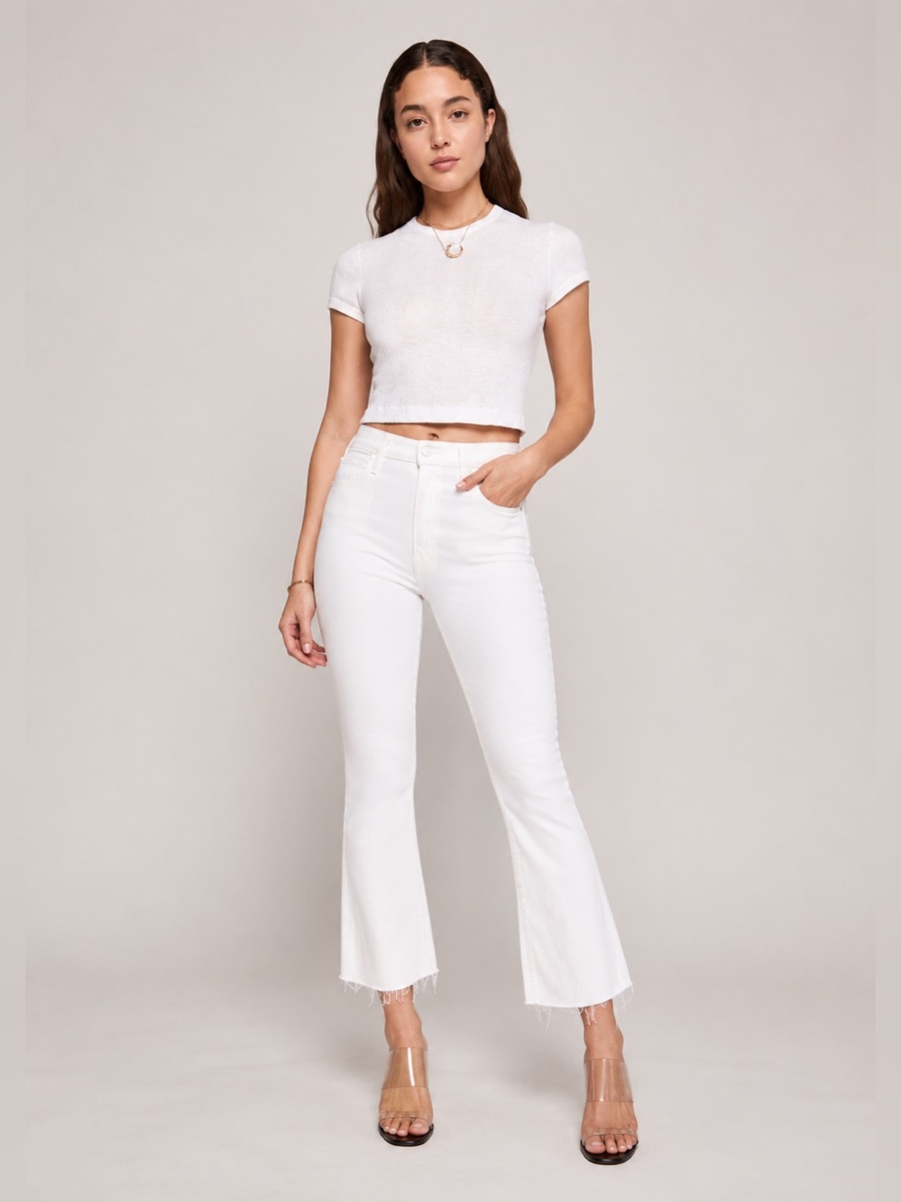 New Mother Sz 27 The Hustler Ankle Fray Fairest Of Them All White
